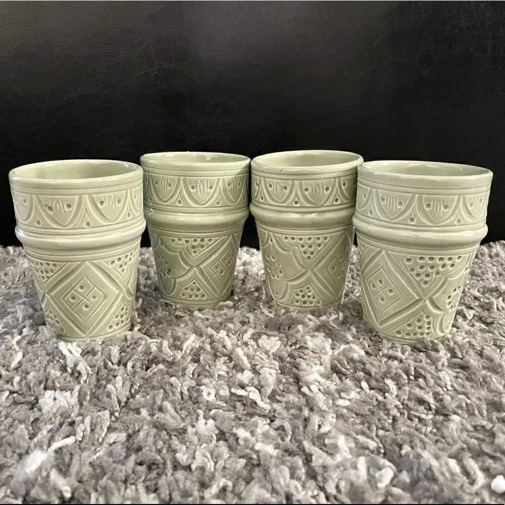 NIB Anthropologie Moroccan Engraved Beldi Cup Set